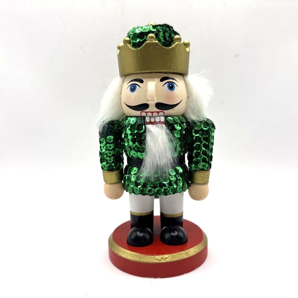 Nutcracker King Green and Green Sequins 7” Christmas